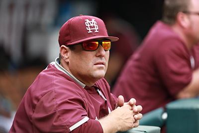 Mississippi State head baseball coach Chris Lemonis meets with